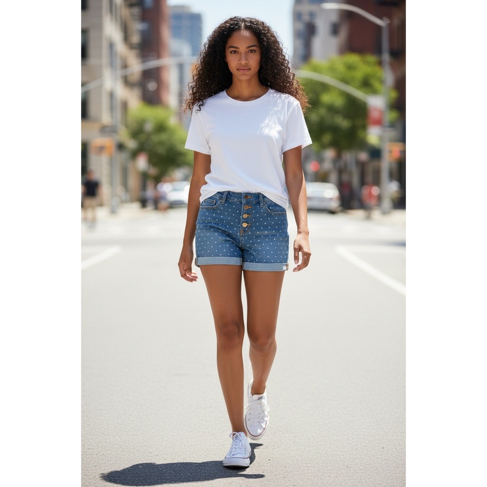Sonoma Women's High Rise Cuffed Denim Shorts 12 Blue